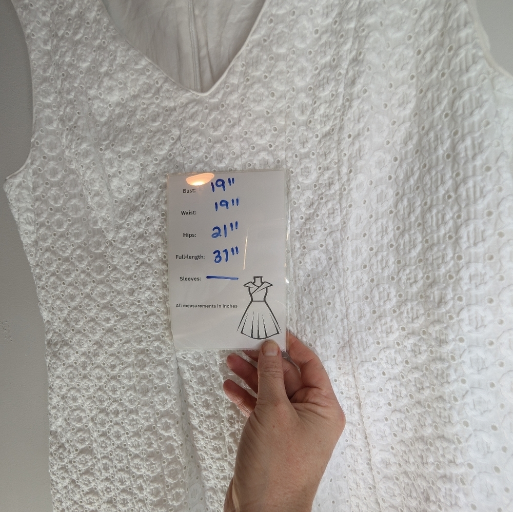 Pendleton Elegant White Sleeveless Eyelet Dress S… - image 5